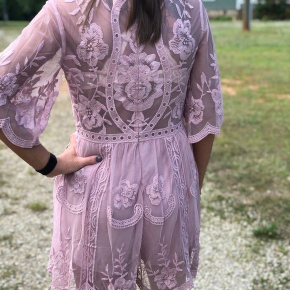 Mauve lace romper NEW - Picture 2 of 3